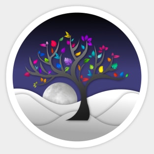 Modern and Colorful Tree Art Structure - Night sky Sticker